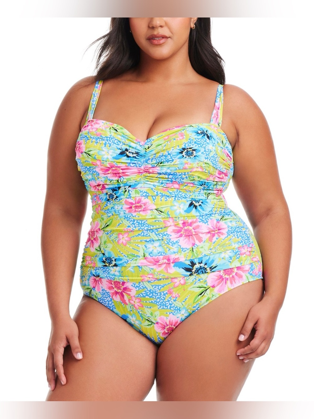 Bleu Rod Beattie Women’s Plus Size Let's Get Away Shirred One Piece Swimsuit.R9C